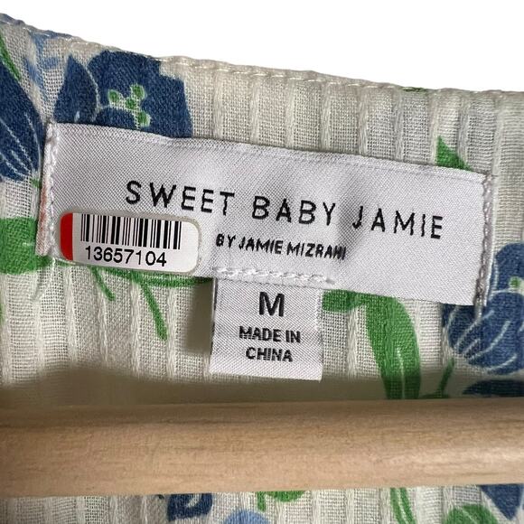 Sweet Baby Jamie Ivory Floral Print Tiered 3/4 Sleeve Midi Dress Size Medium - Picture 7 of 15